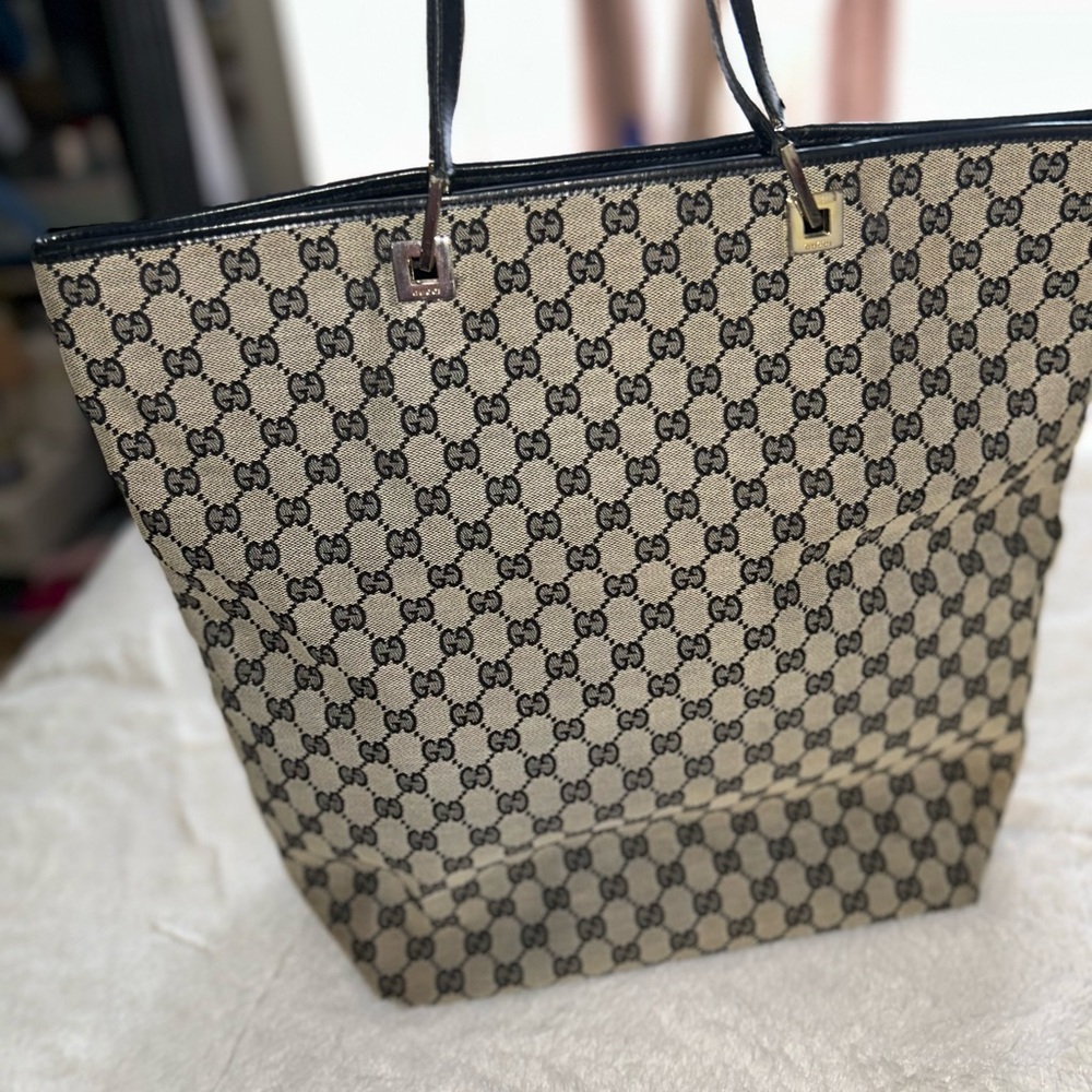 Gucci XL Monogram Canvas Tote Bag